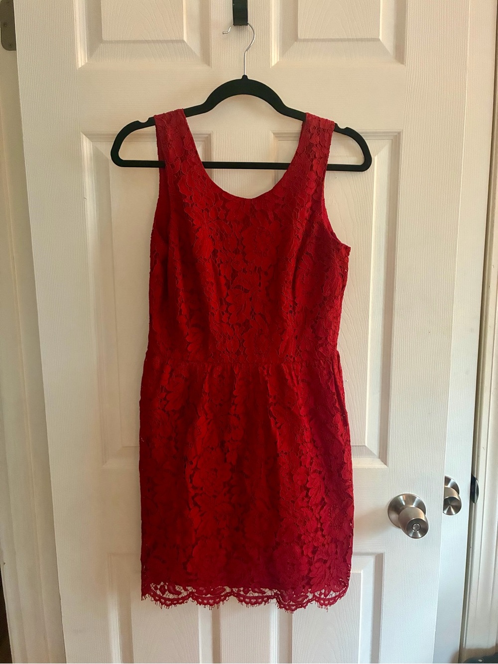 LOFT Red Lace Sheath Dress
